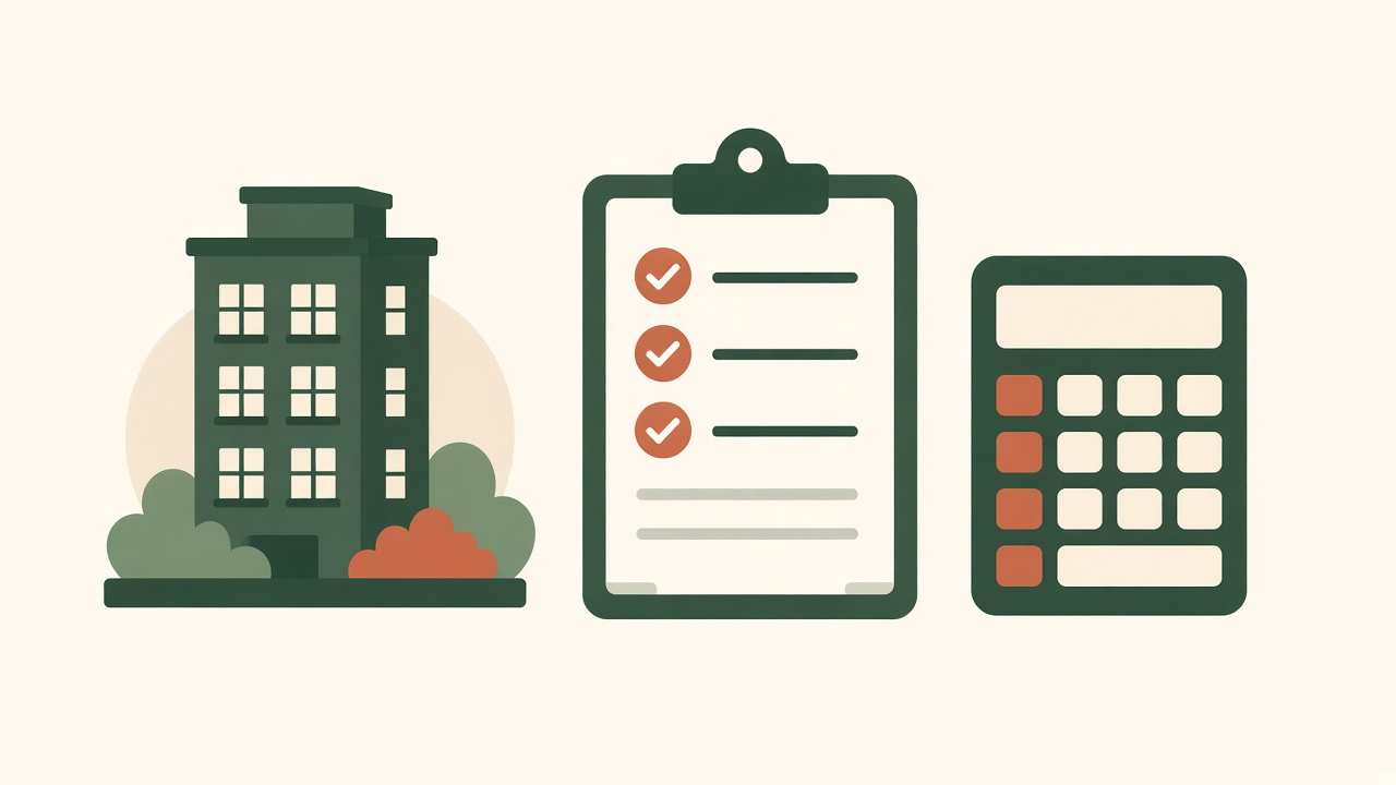 Illustrative underwriting checklist graphic for a small multifamily property